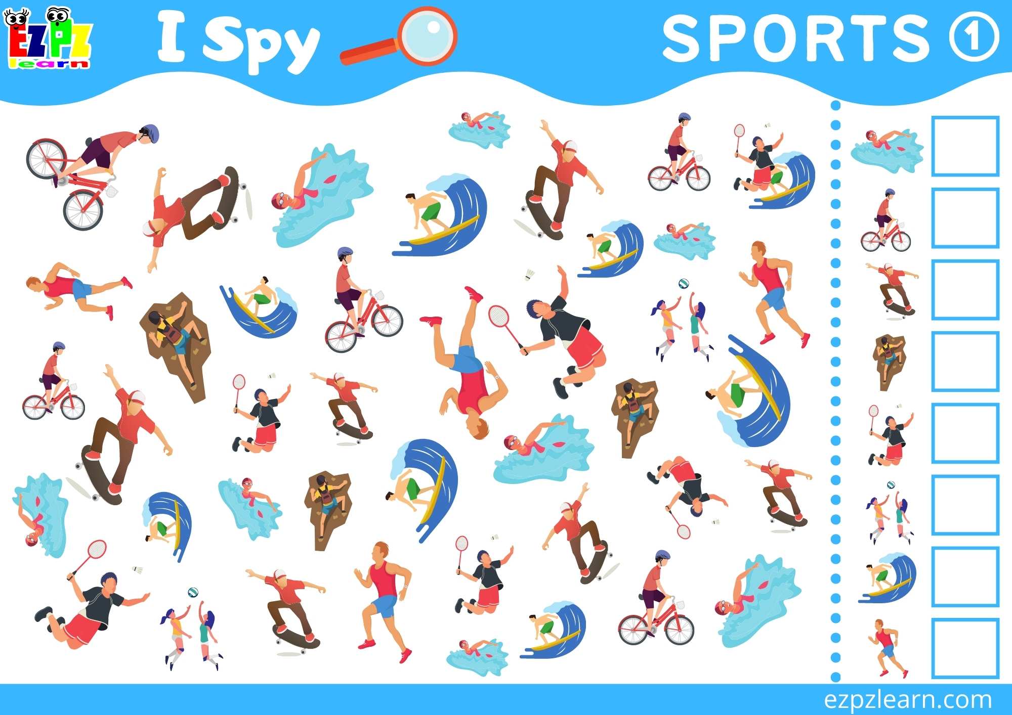 Sports 1 Topic I Spy Game for kids Free PDF Download